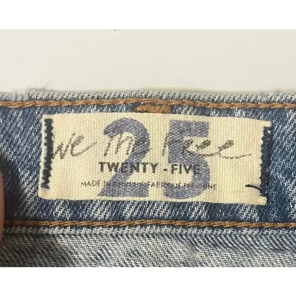Free People Parker Wrap Distressed Denim Mini Skirt Blue Light Wash sz. 25